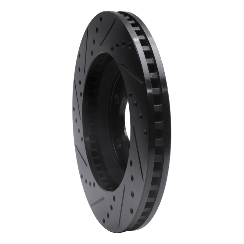 Ford Mustang Brake Rotor (1) - Front Right - R1 Concepts - Drilled & Slotted - Black - `05-`14